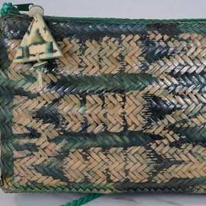 Vintage Genie Multi Color Straw Clutch Purse